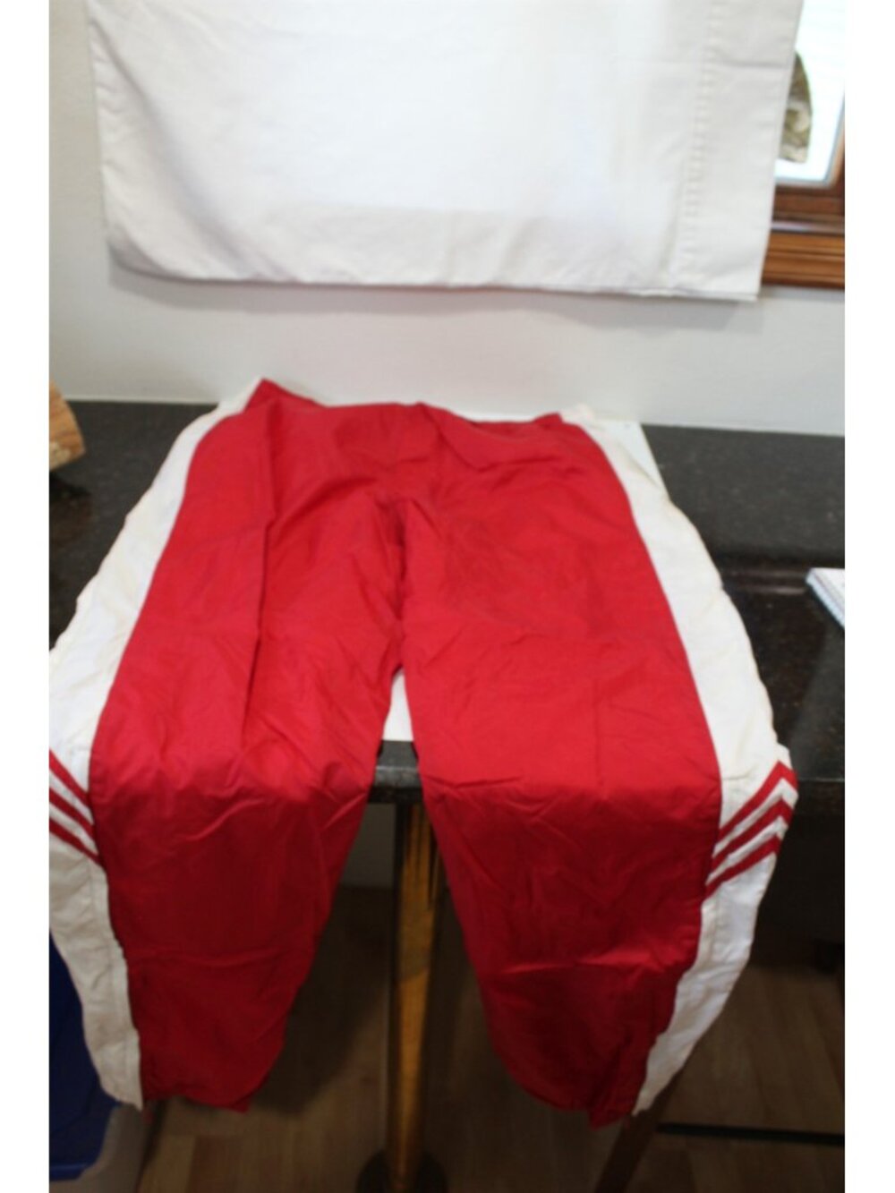 Vintage adidas Warm Up Jacket & Pants Red White Nylon Mock Neck Zip Front Large - Picture 13 of 16